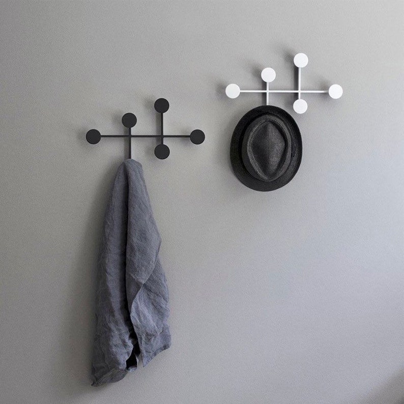 Modern Black Metal Wall Coat Rack / Scarf & Hat Hooks / Wall Etsy