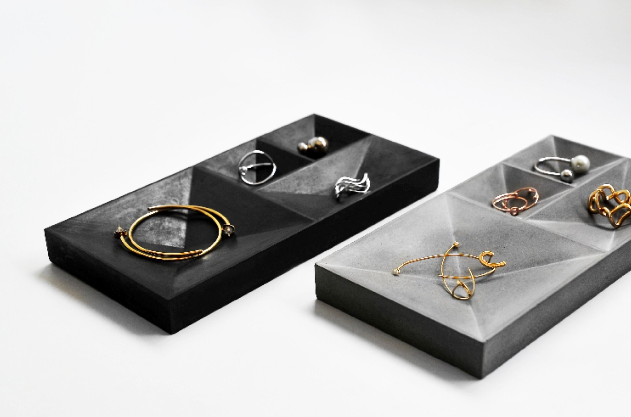 Hand Poured Polished Concrete Accessory/jewelry Tray With Ring Etsy