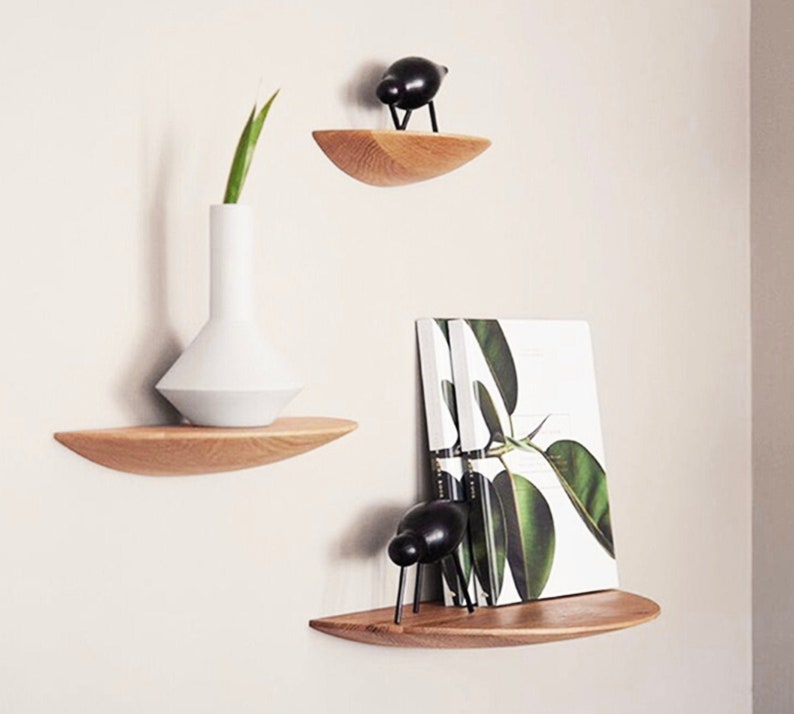 Curved Floating Wood Shelf / Handcrafted Solid Wood Shelves / Etsy