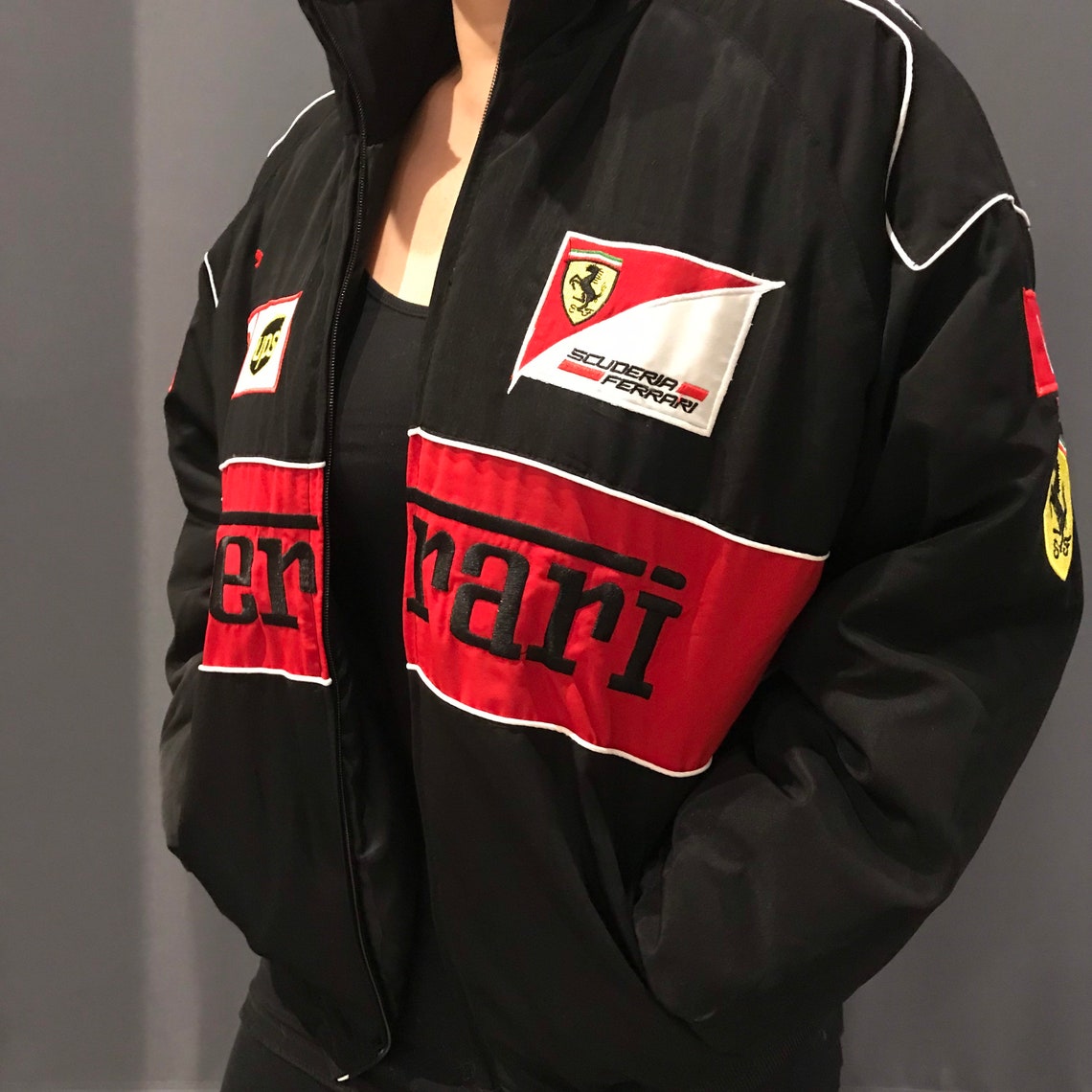 Chaqueta de carreras vintage de F1 Chaqueta de Nascar Ferrari Etsy