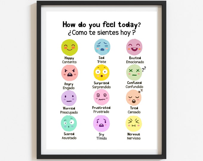 Bilingual Feelings Printable Spanish Feelings - Etsy