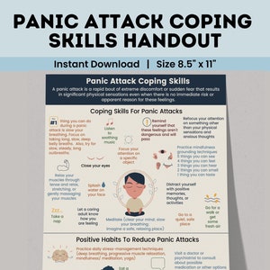 Panic Attack Coping Skills Therapy Worksheet Kids Panic - Etsy