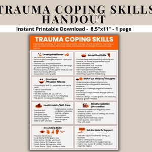 PTSD Coping Skills Printable Trauma Coping Skills Poster PTSD - Etsy