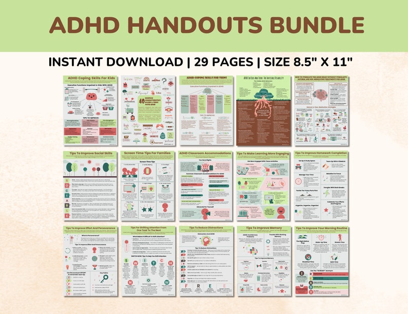 adhd worksheets bundle