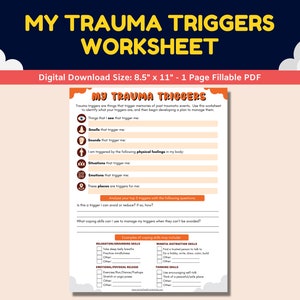 PTSD Trauma Triggers Worksheet Kids Teens Young Adults With Coping Skills Child Adolescent Therapy Counselor Therapist Printable Digital PDF