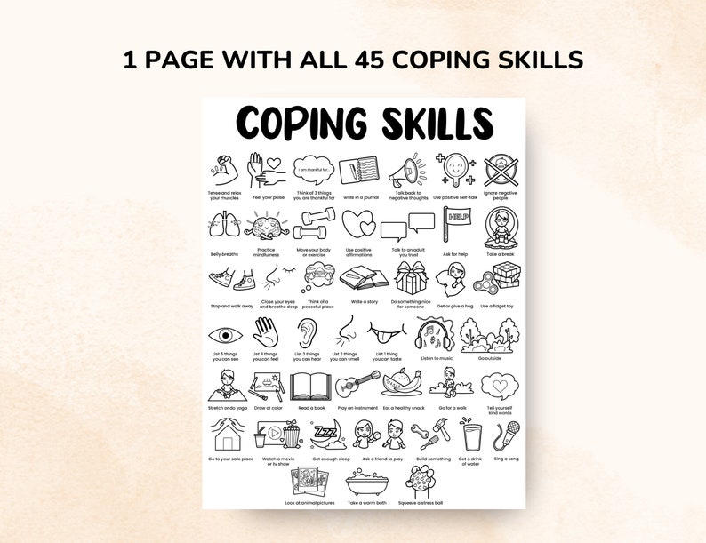 Thanksgiving Color by Coping Skills Coloring Pages Book Printable for ...
