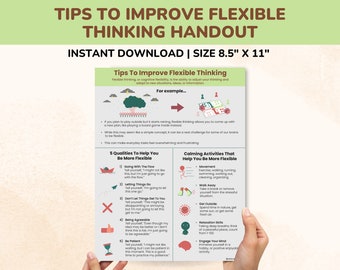 Flexible Thinking Activities Strategies For Kids-Teens-Therapy Handout-ADHD-Executive Functioning-Cognitive Flexibility-Counseling Poster
