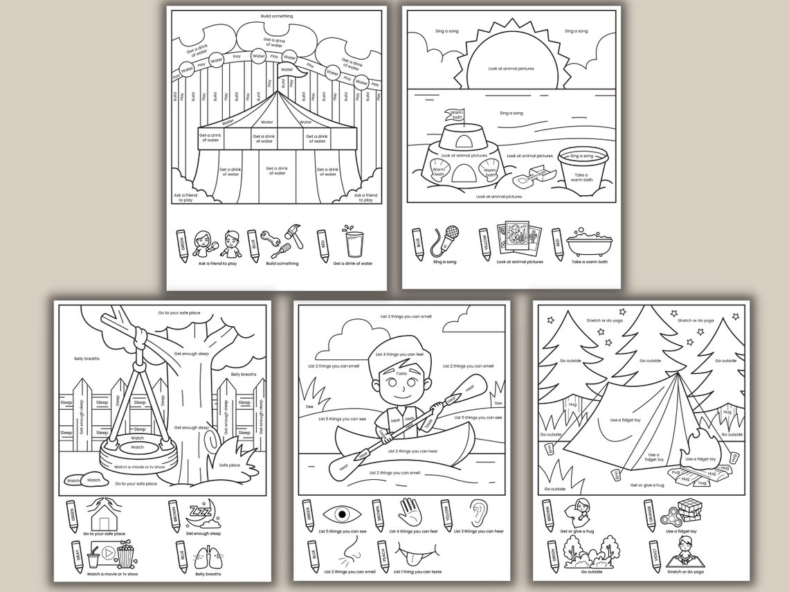 Summer Coloring Pages for Kids-color by Coping Skills Coloring - Etsy