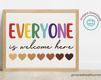 Printable Classroom Poster-Everyone Is Welcome Here In this Classroom-Inclusion-SEL-Safe Space-Diversity-Inclusion-LGBTQ Ally Digital Poster