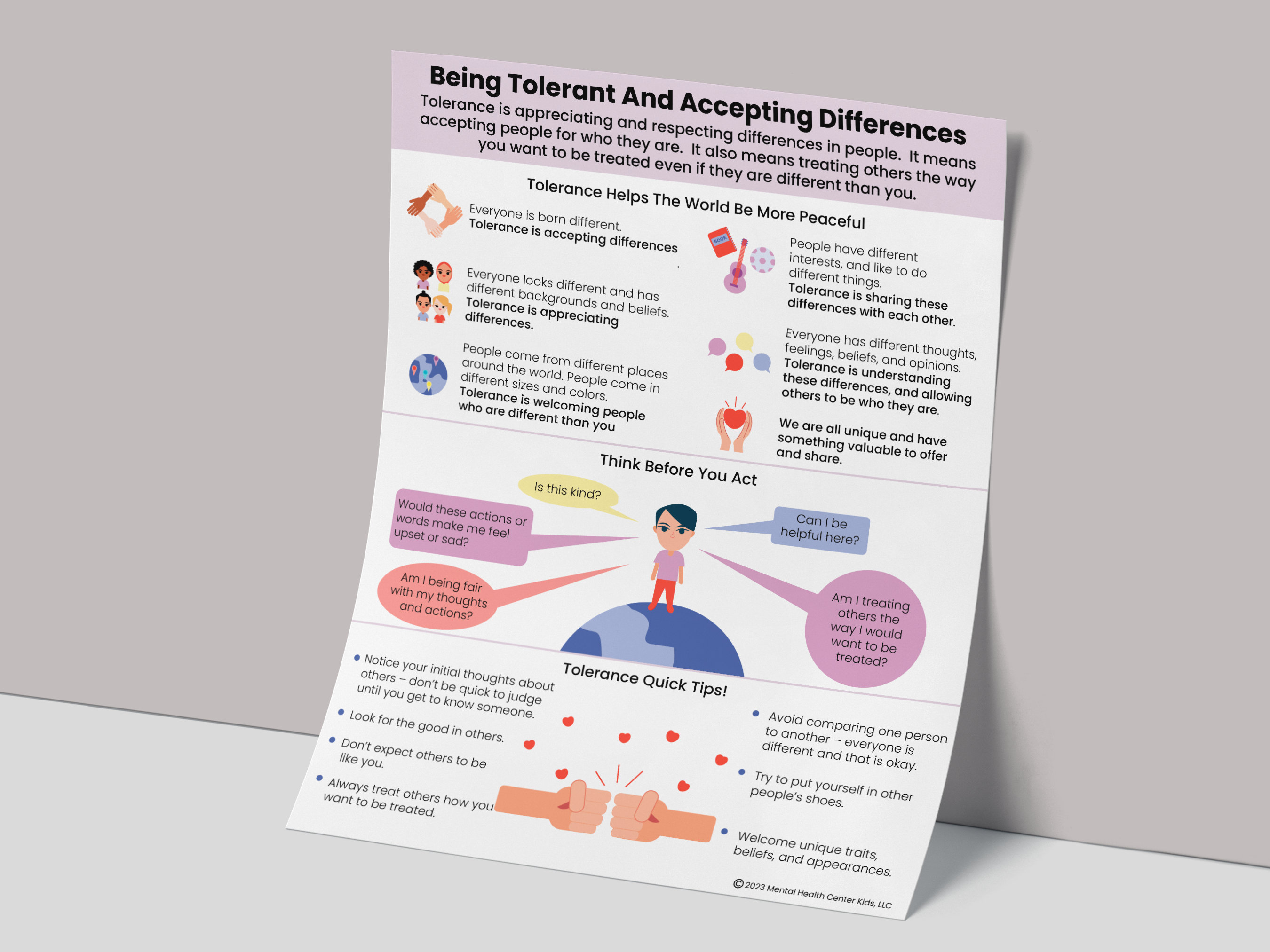 Being Tolerant & Accepting Differences PDF Social Skills Poster for ...