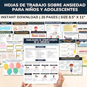 Spanish Anxiety Worksheets 20 Page Bundle For Kids-Teens - Hojas De Trabajo Sobre Ansiedad Para Ninos Y Adolescentes