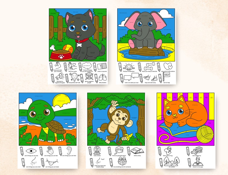 Color by Coping Skills Coloring Pages Book Printable for Kids Digital ...