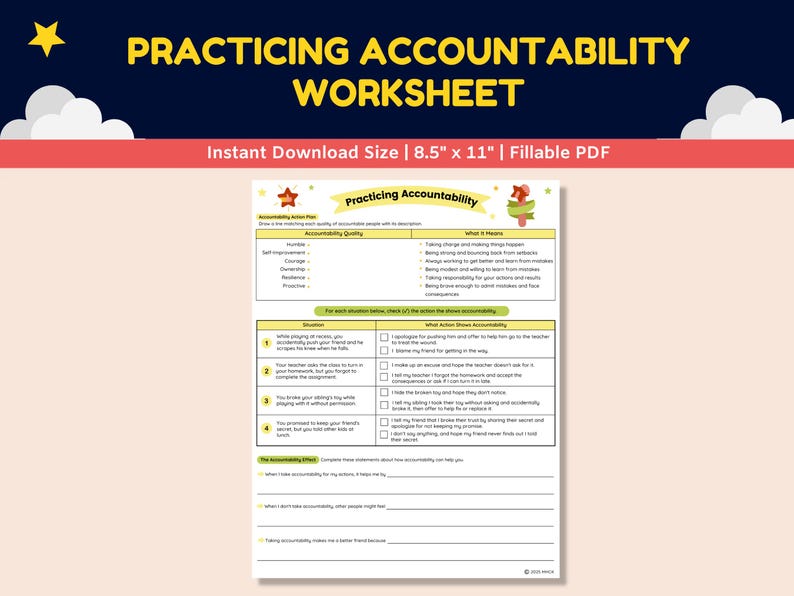 Accountability Worksheets Character Education Kids-teens-students ...
