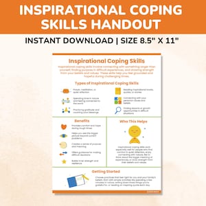 Inspirational Coping Skills Handout-Therapy Resources Kids Teens Adults-Emotional Regulation Poster Activity-Anxiety Depression Worksheet