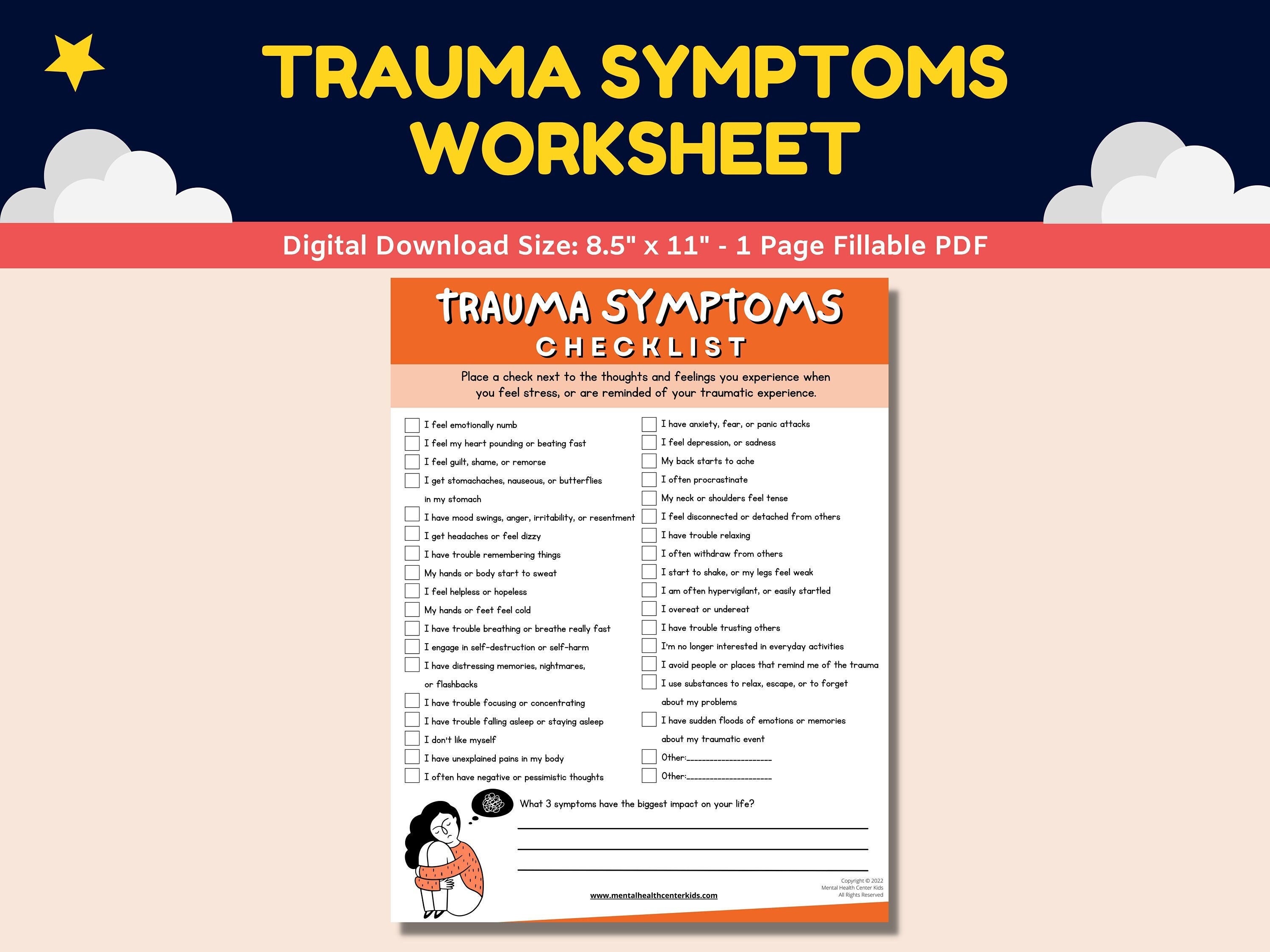 Trauma Symptoms Checklist Worksheet for Teens-adolescent PTSD | Etsy Canada