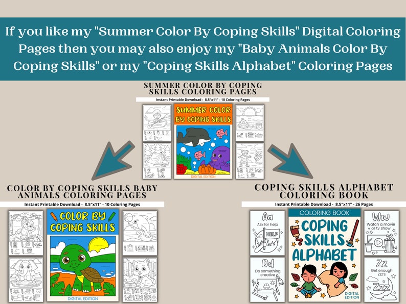 Summer Coloring Pages for Kids-color by Coping Skills Coloring - Etsy