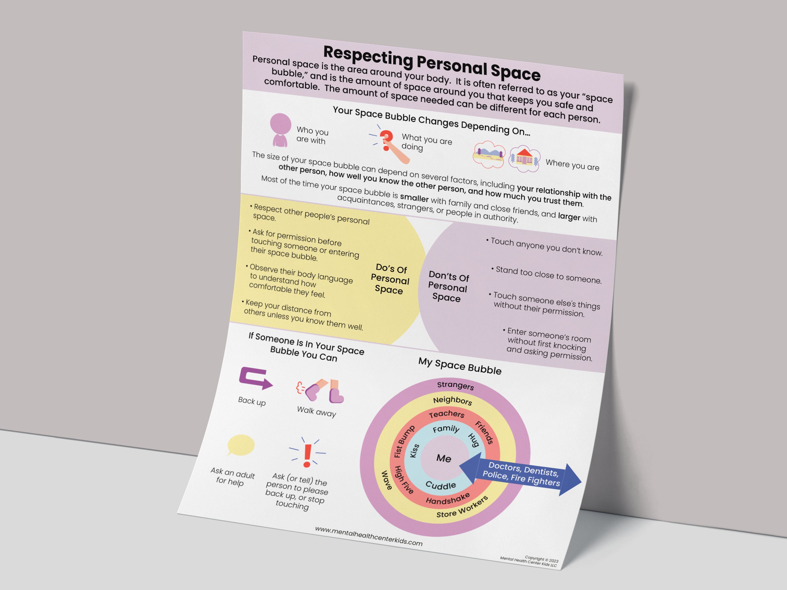 Personal Space Boundaries Poster PDF Kids Teenssocial Skills Etsy UK