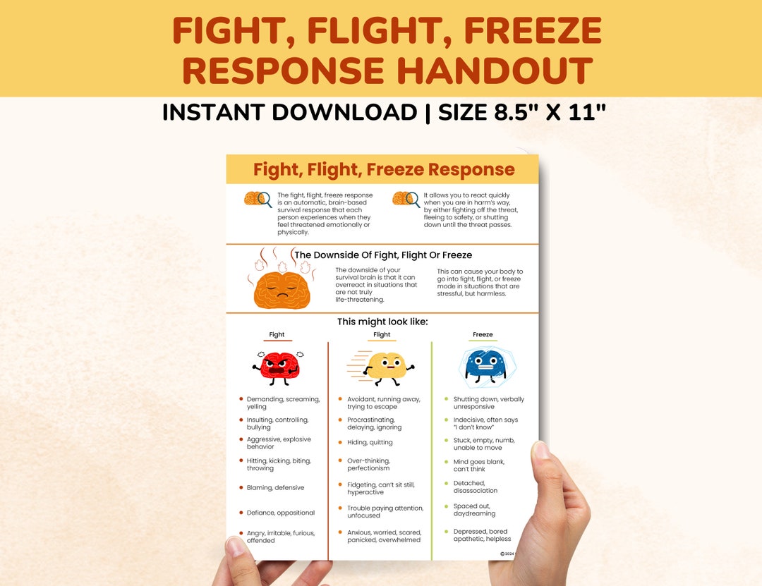Fight Flight Freeze Response Examples Therapy Handout - Etsy