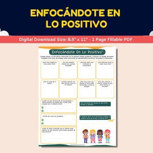Spanish Depression Worksheet For Kids-Teens - Enfocándote En Lo Positivo - Focusing On The Positive Worksheet
