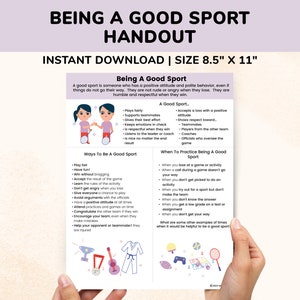 Good Sportsmanship For Kids Teens-Coach Social Skills PDF Posters School Counselor Child Therapy-Teaching Social Skills Training Worksheets