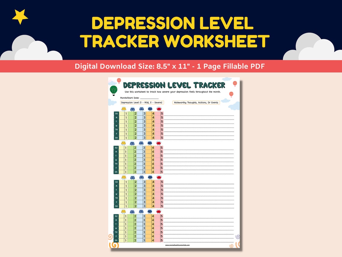 Mood Tracker & Depression Level Tracker Mental Health - Etsy