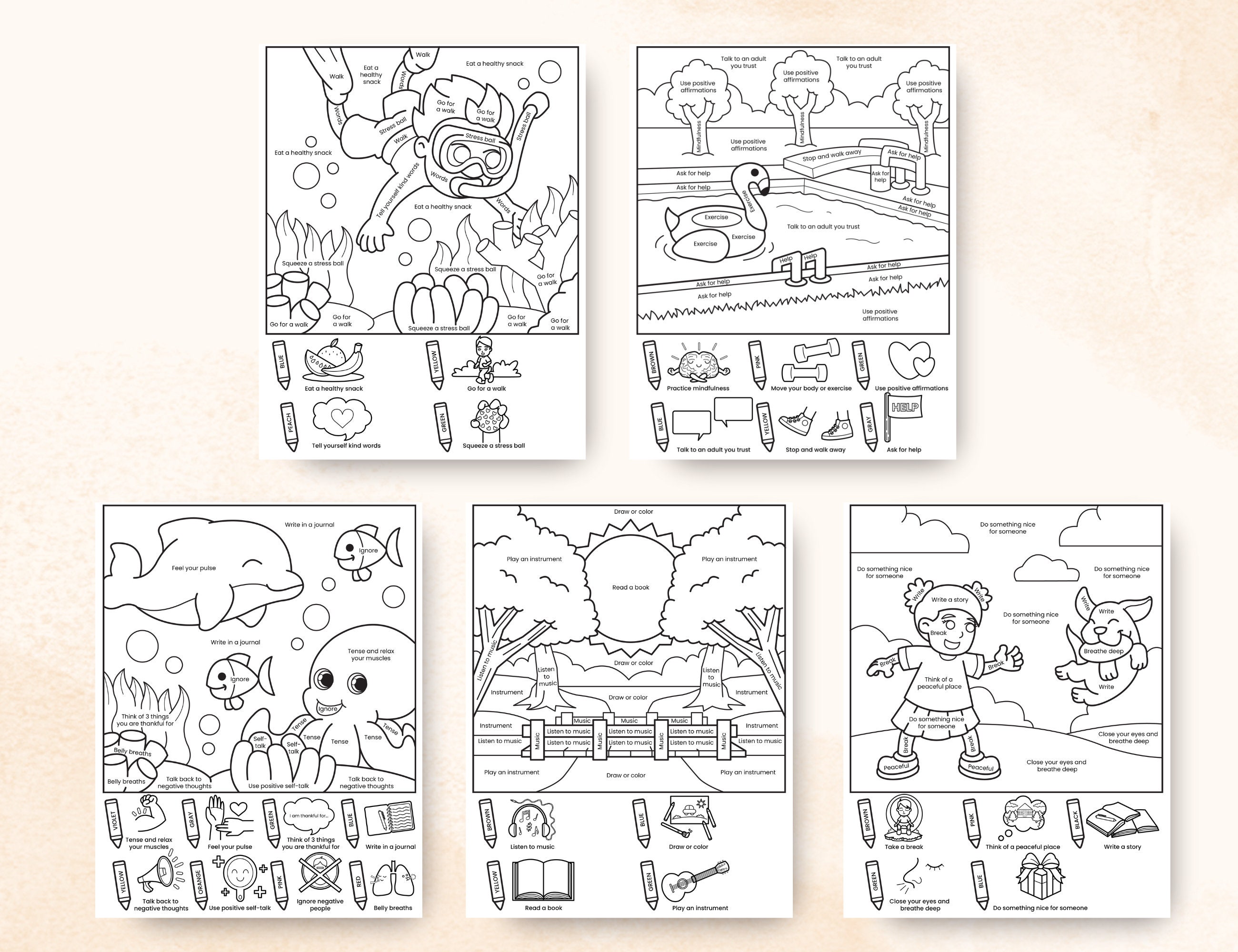 Summer Coloring Pages for Kids-color by Coping Skills Coloring Book ...