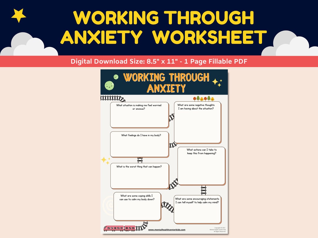 Anxiety Worksheet Kids Children Fillable PDF Therapy Worksheet ...