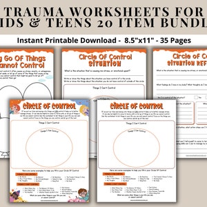 Trauma PTSD Worksheets 20 Item Printable Bundle for Kids & - Etsy