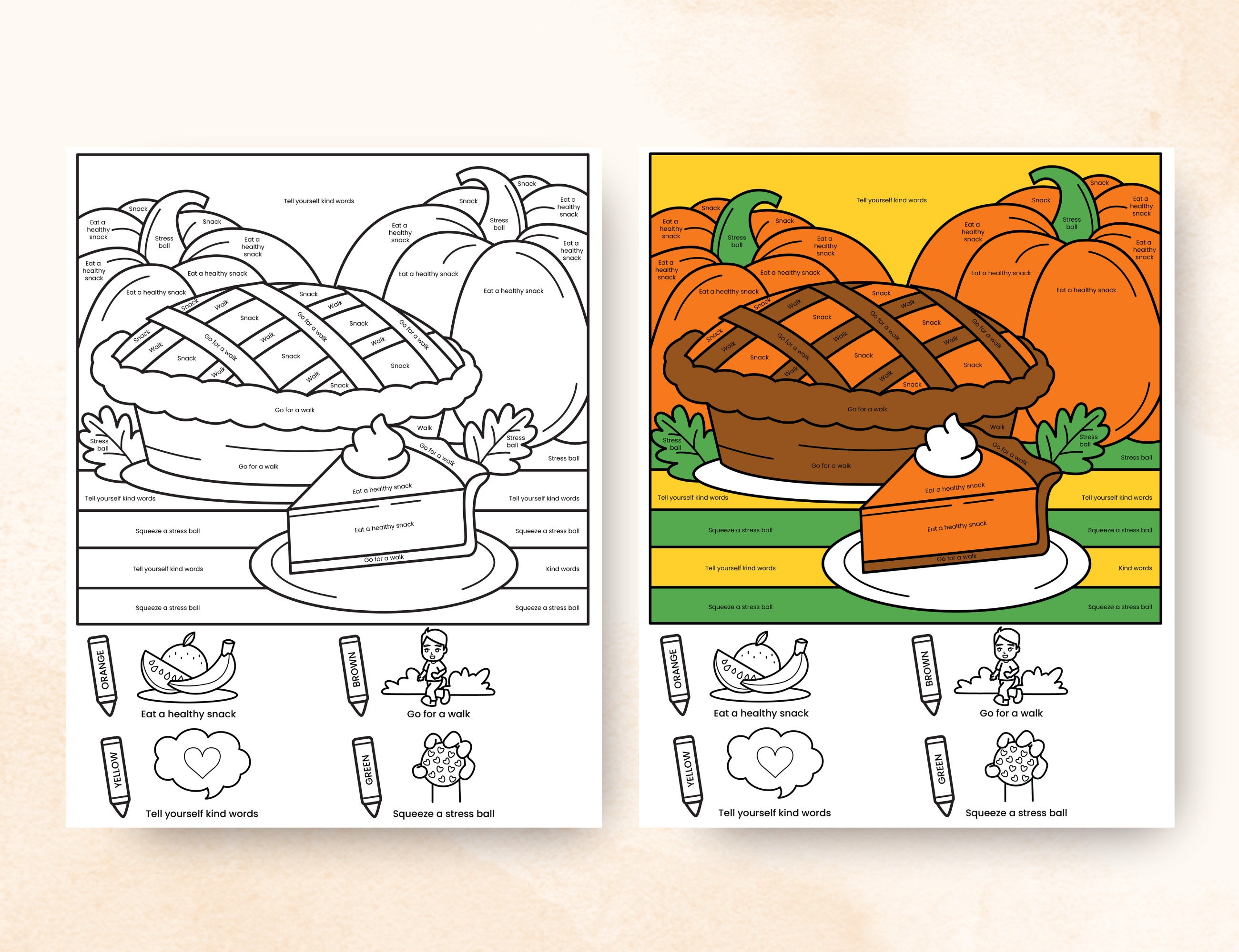 Thanksgiving Color by Coping Skills Coloring Pages Book Printable for ...