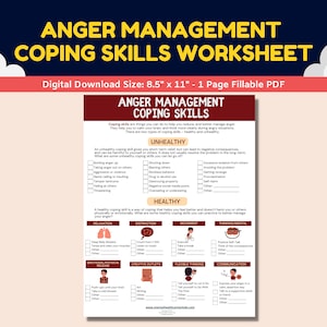 Anger Management Coping Skills Fillable Worksheet Teens Adolescents - Printable Therapy Kids Counseling Worksheets Child Therapist Counselor