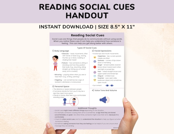 Reading Social Cues Social Skills Poster Kids Teens-School Counseling Child Therapy Teacher Worksheets Resources-Autism Acceptance Awareness