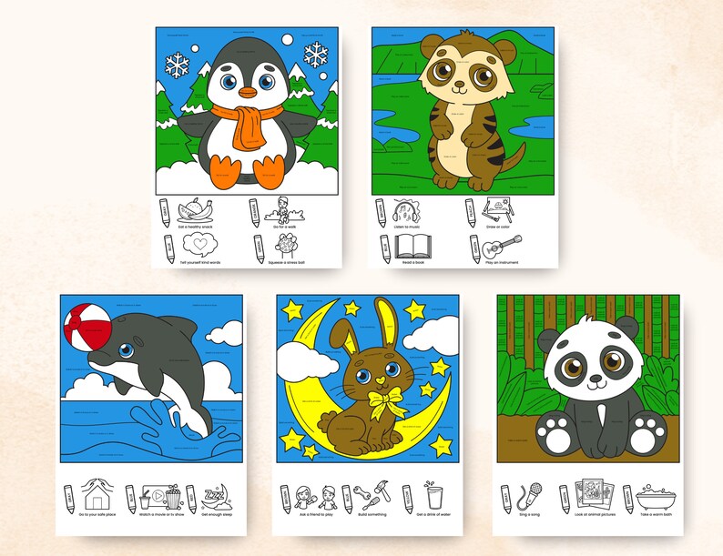 Color by Coping Skills Coloring Pages Book Printable for Kids Digital ...