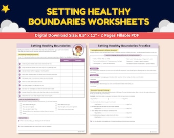 Setting Healthy Boundaries Social Skills Worksheets For Kids-Teens-Students | Child Therapy Activities | Counseling Worksheets For Kids