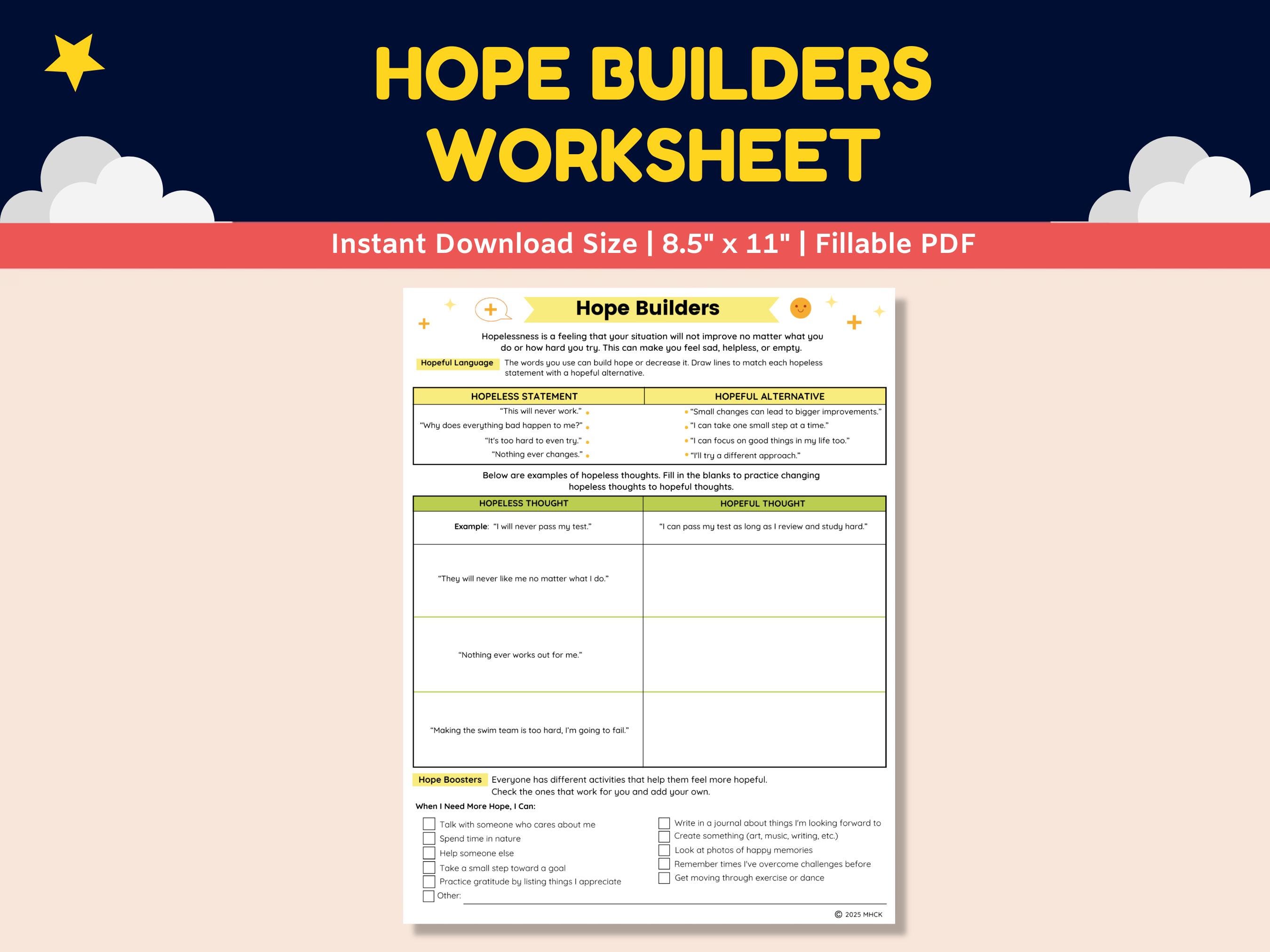 Hope Rising Worksheets Hope Worksheets Character Education Kids-teens-students-social ...