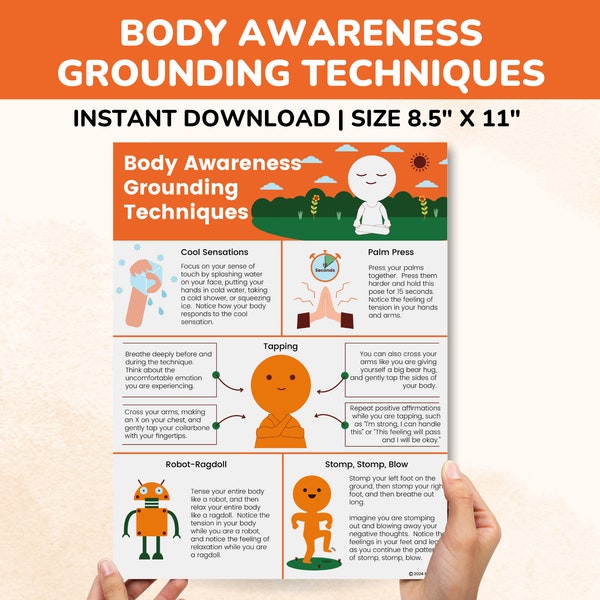 Grounding Techniques For Kids - Body Awareness Grounding Exercises Therapy Poster