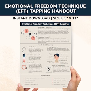 Coping Skills For Stress Anxiety Worries, Emotional Freedom Technique EFT Tapping Printable Therapy Poster, Counseling Worksheets Trauma DBT