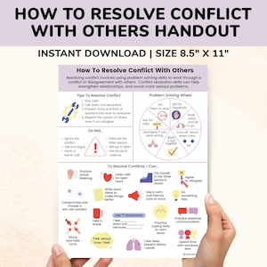 Poster Konfliktlösung & Problemlösung Rad Kinder Teenager-Soziale Fähigkeiten-So lösen Konflikt Handout-Schule Beratung Kindertherapie