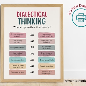 Dialectical Thinking Poster-DBT Therapy Office Decor-Calm Down Corner-School Counseling Resources-Psychology Gift-Mental Health Awareness