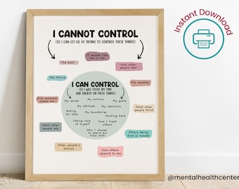 Things I Can Control Poster-What I Can And Cannot Control-Therapy Office Decor-Mental Health Poster-Calm Down Corner-School Counselor Office