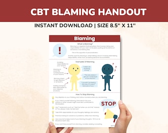 CBT Blaming Cognitive Distortion Thinking Error Kids-Teens-Adults-Anxiety Therapy-Trauma Therapist-Anger-Self Esteem-CBT Poster-CBT Toolbox