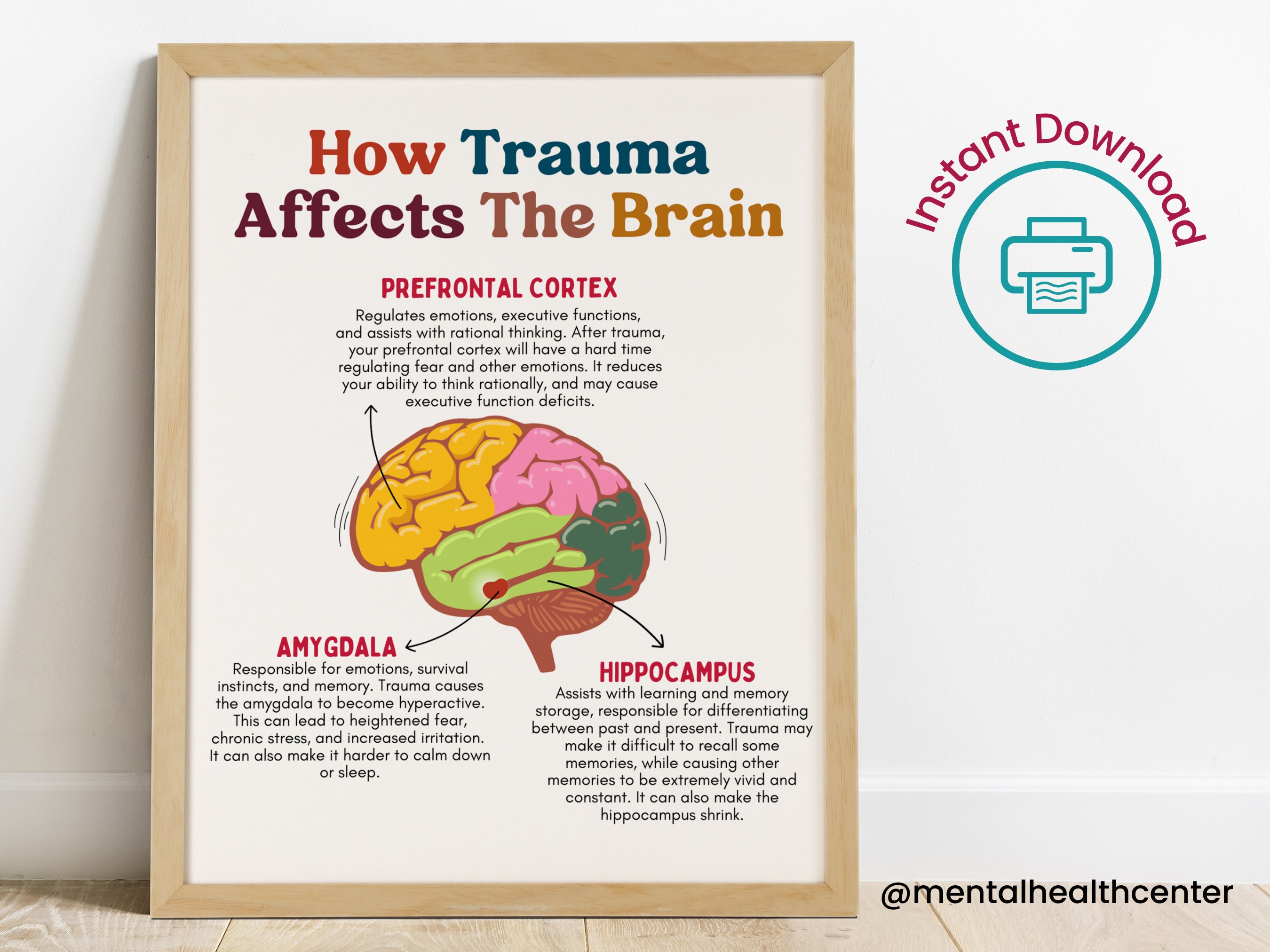 How Trauma Affects the Brain Poster Printable Therapy Wall Etsy