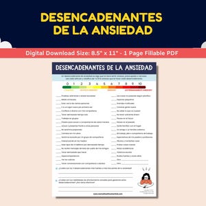 Spanish Anxiety Worksheet For Kids-Teens  - Desencadenantes De La Ansiedad - Anxiety Triggers Worksheet
