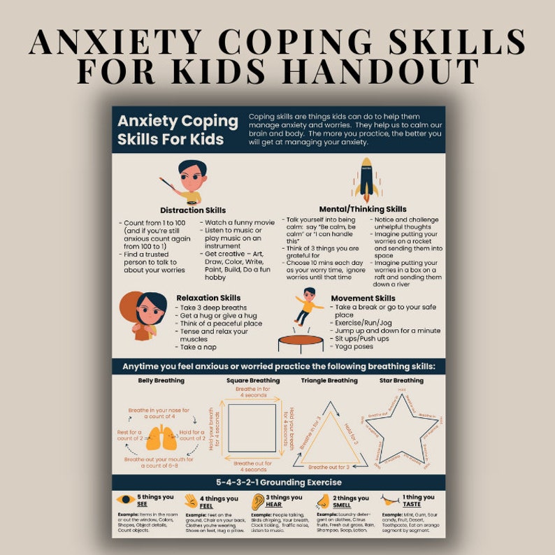 Anxiety Coping Skills Printable Handouts Bundle for Kids &amp; - Etsy Canada