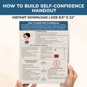 Self Confidence Poster For Kids Teens, Self Esteem Printable Activities, School Counseling Posters, Therapy Worksheets PDF, Therapist Office