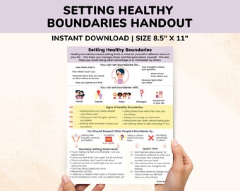 Boundaries Poster PDF For Kids Teens-Social Skills Healthy Boundaries Affirmations Worksheet-Child Therapy Teachers Training Resources Sign