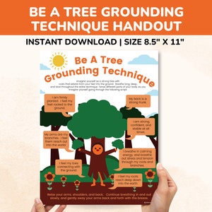 Jordningsövningsaffisch för barn - Be A Tree Mindfulness-jordningsteknik