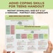 ADHD Coping Skills Printable Handout Poster for Teens - Executive ...