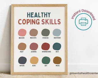 Coping Skills Mental Health Poster-Counseling Office Poster-Counseling Office Wall Art-Therapy Office Decor-Social Worker Office Wall Art