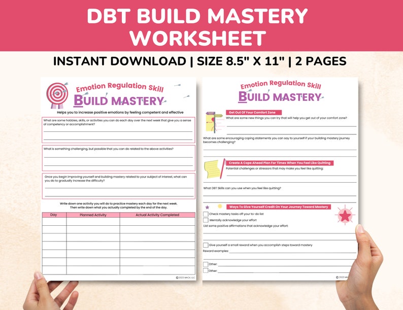 DBT Building Mastery Worksheets 2-pages-emotion Regulation Skills ...