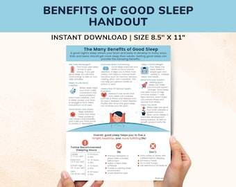 Benefits Of Good Sleep Hygiene Printable Counseling Handout, Sleep Chart For Kids Teens, Health Class Poster, Therapy Worksheet Posters Gift